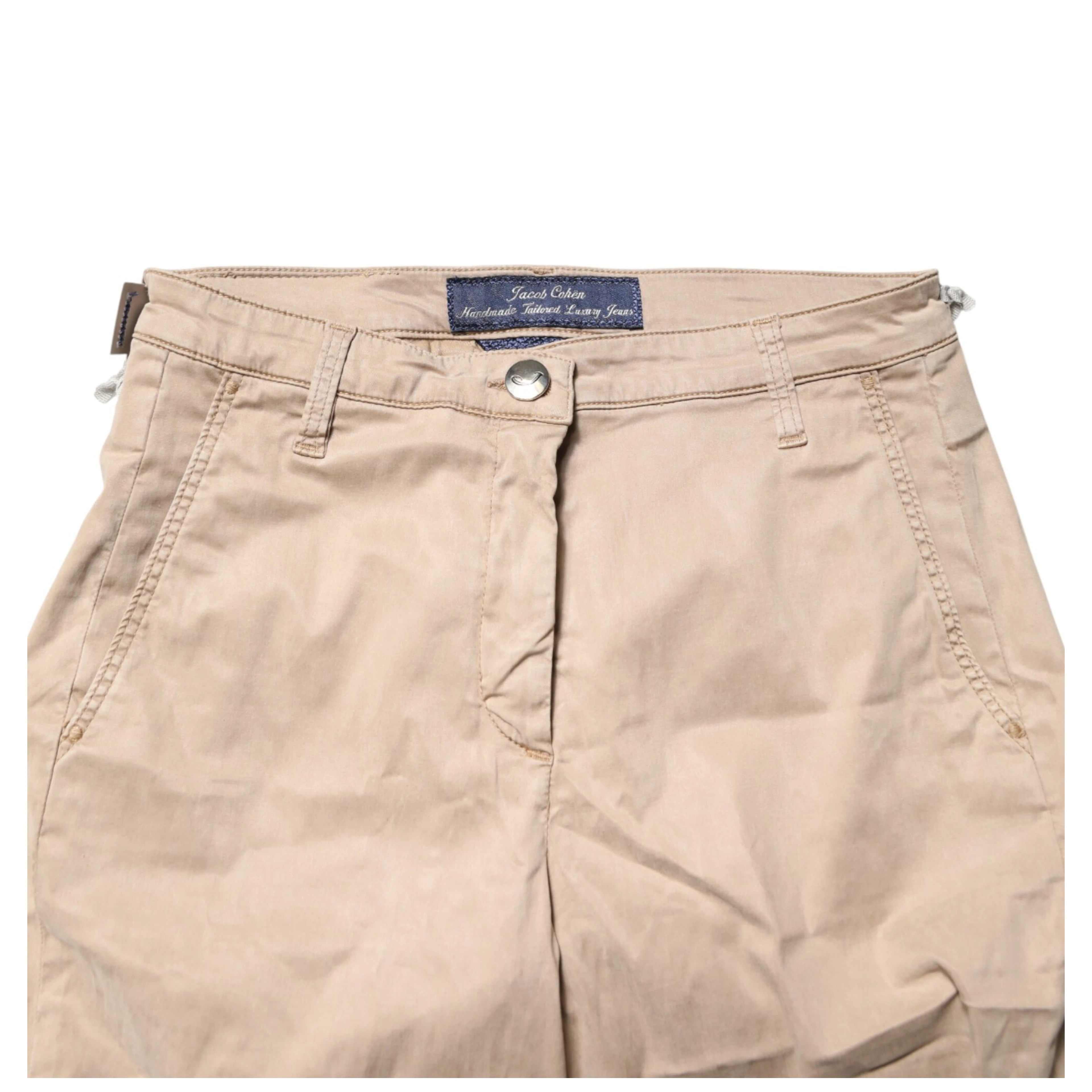 Beige Lyocell Skinny High Waist Chino Casual Pants