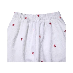 White Floral Tapered High Waist Cropped Pants