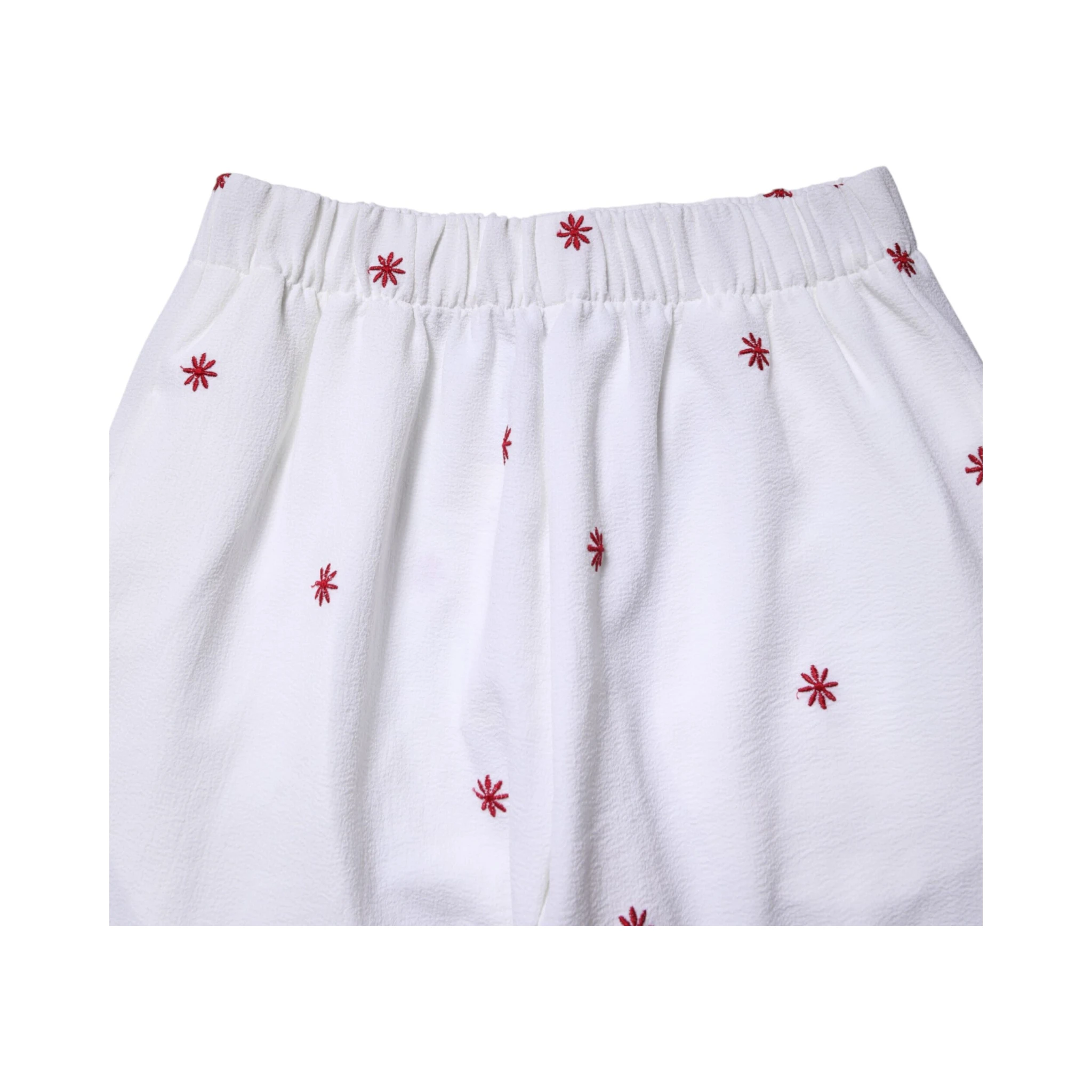 White Floral Tapered High Waist Cropped Pants