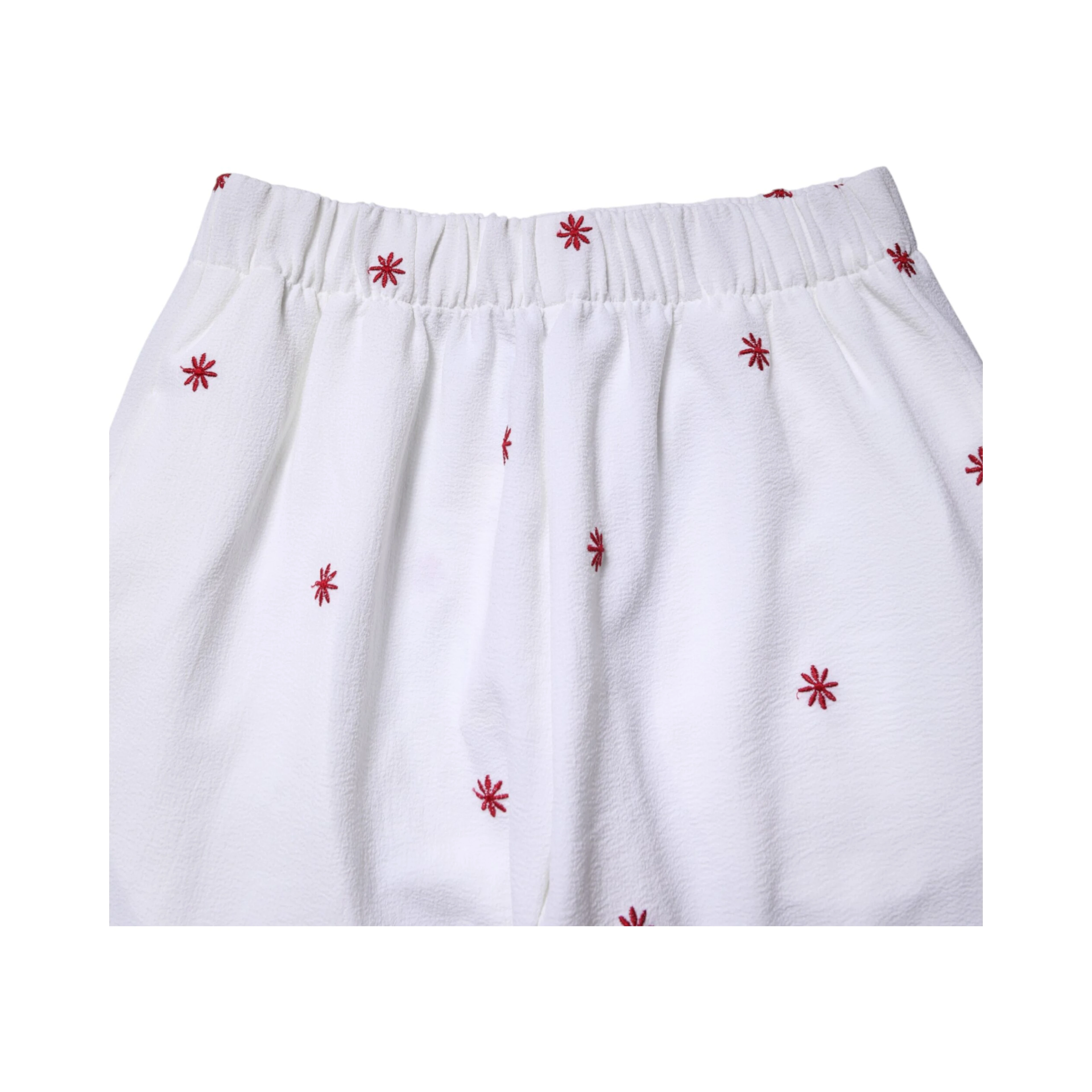 White Floral Tapered High Waist Cropped Pants
