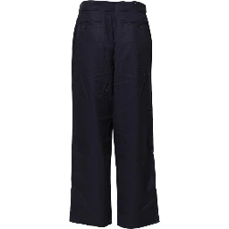 Navy Blue Straight High Waist Chino Casual Trouser Pants