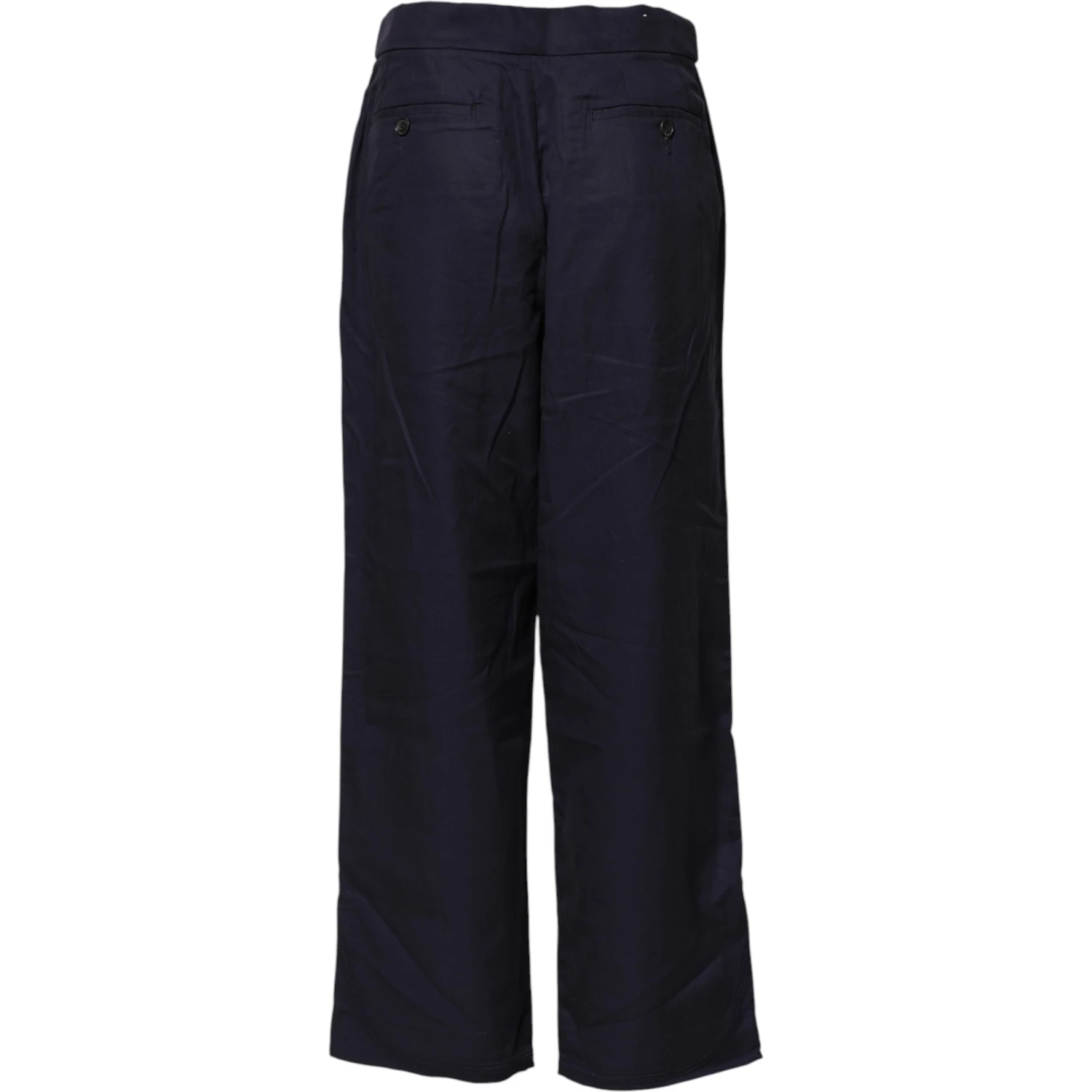 Navy Blue Straight High Waist Chino Casual Trouser Pants