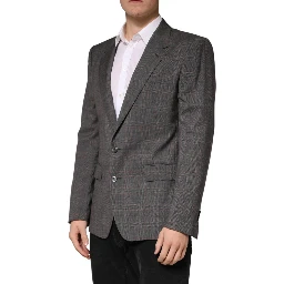 Gray Wool Single Breasted 2 Button Blazer