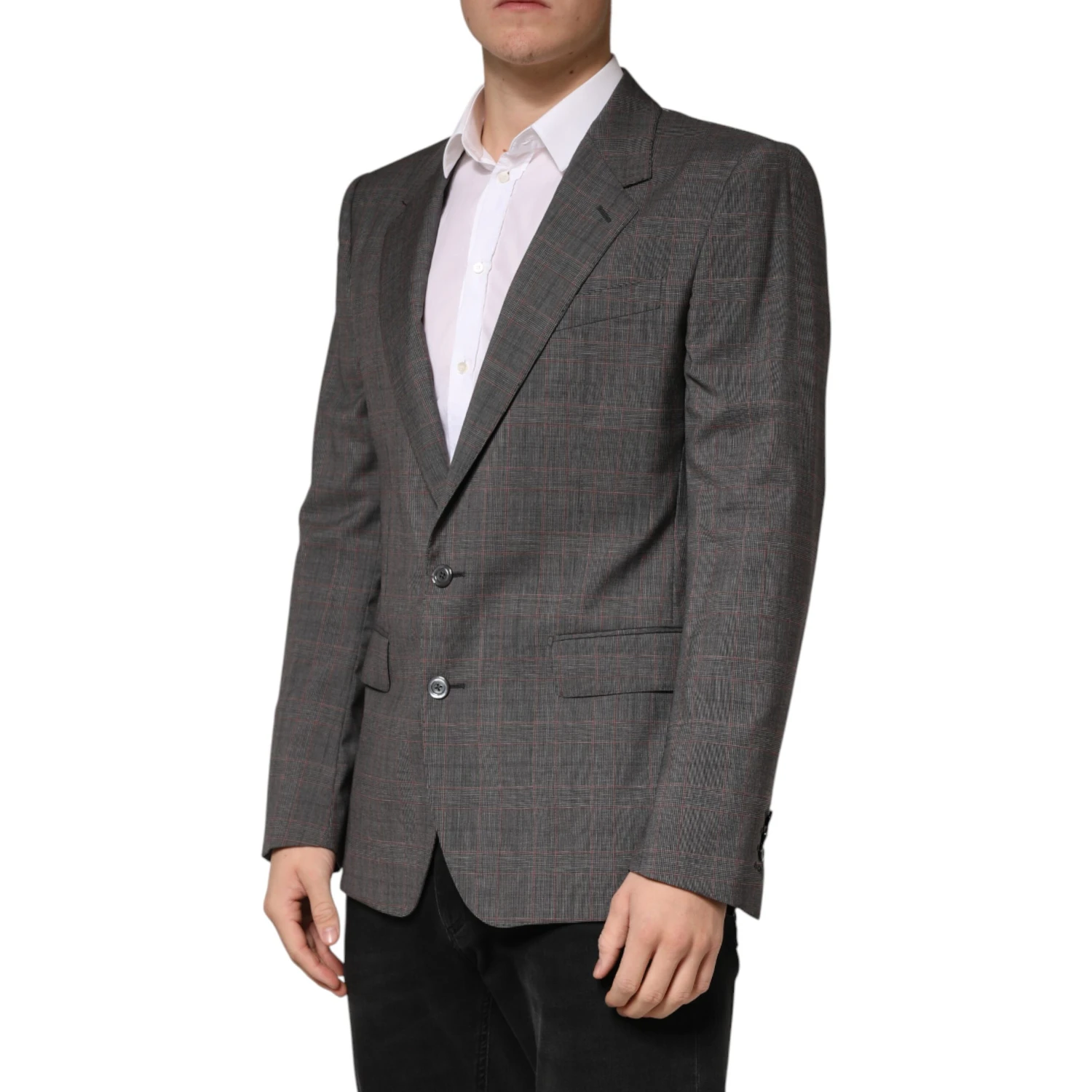 Gray Wool Single Breasted 2 Button Blazer