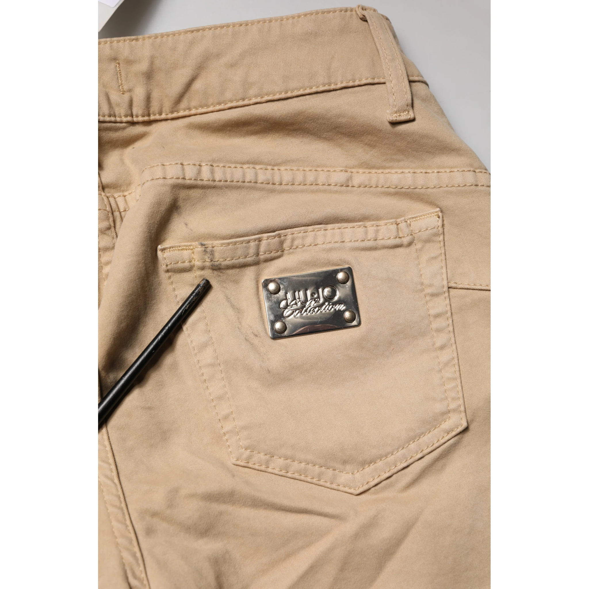 Beige Skinny Low Waist Denim Casual Trouser Jeans
