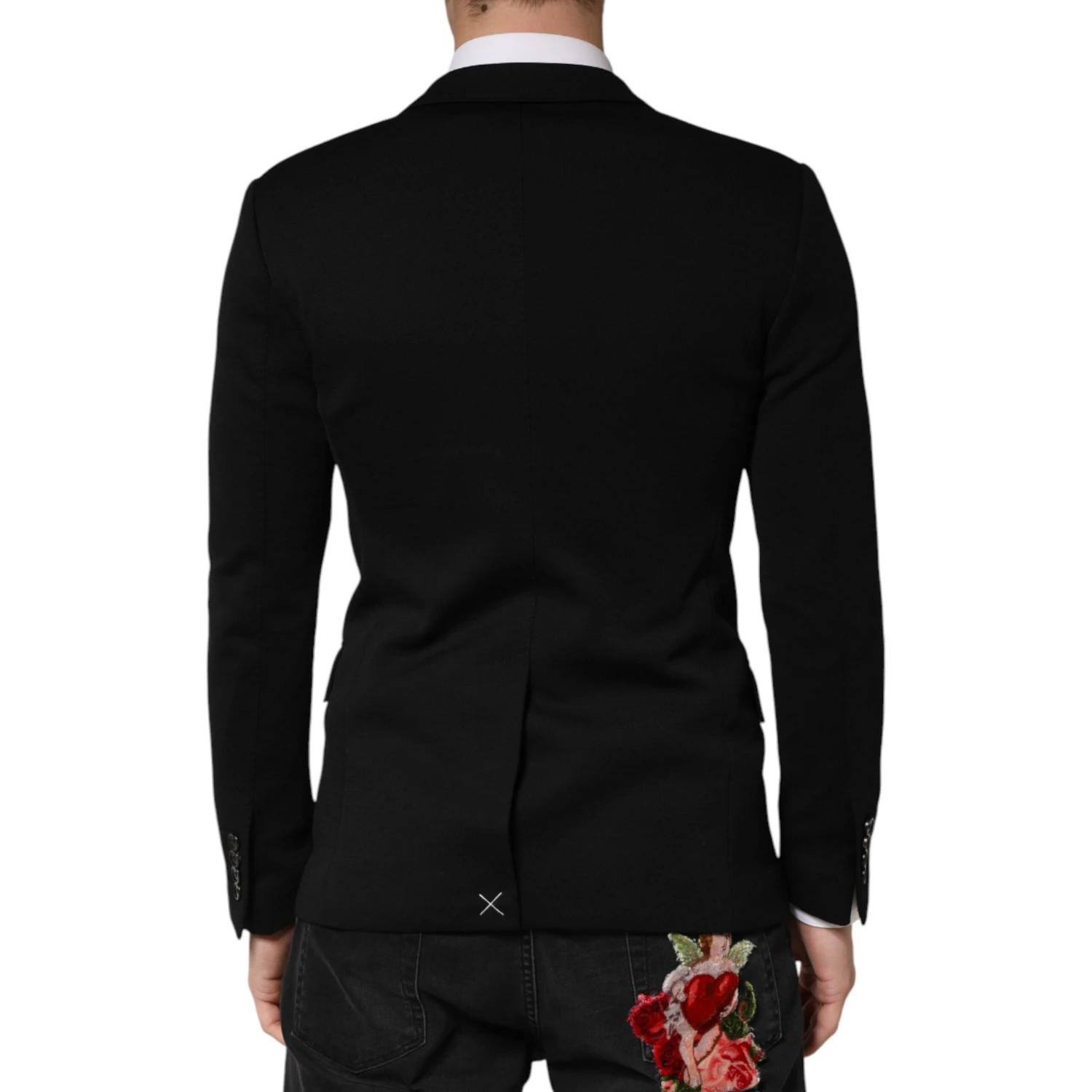 Black Wool Single Breasted 2 Button Blazer
