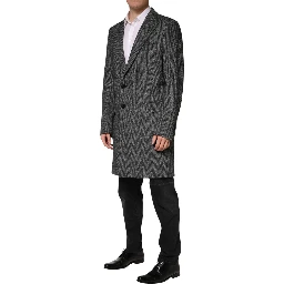Gray Wool Blend Long Trench Coat Men Jacket