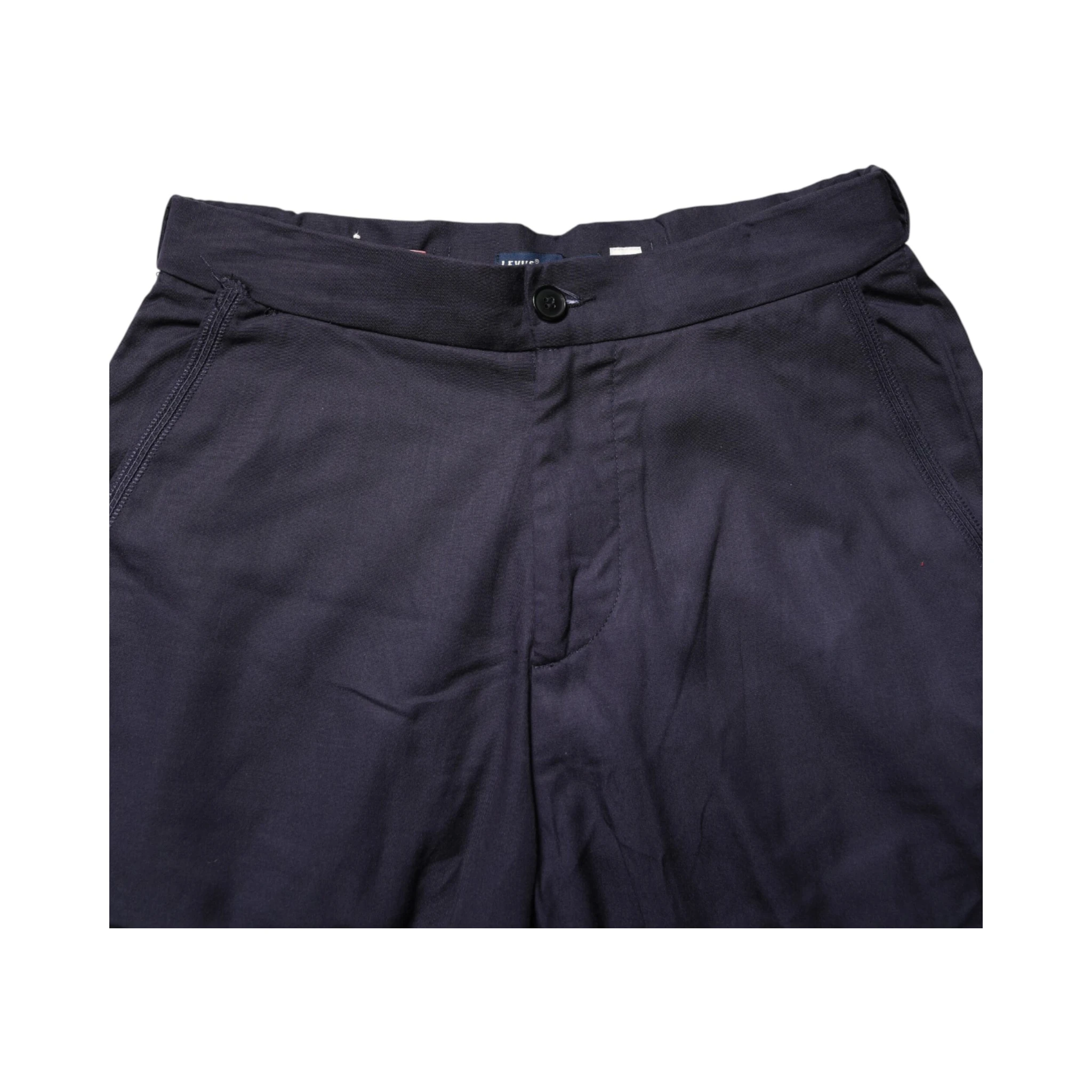 Navy Blue Straight High Waist Chino Casual Trouser Pants