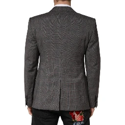 Gray Wool Single Breasted 2 Button Blazer