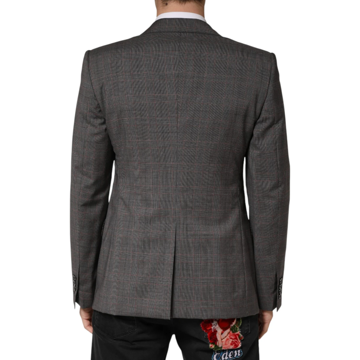 Gray Wool Single Breasted 2 Button Blazer