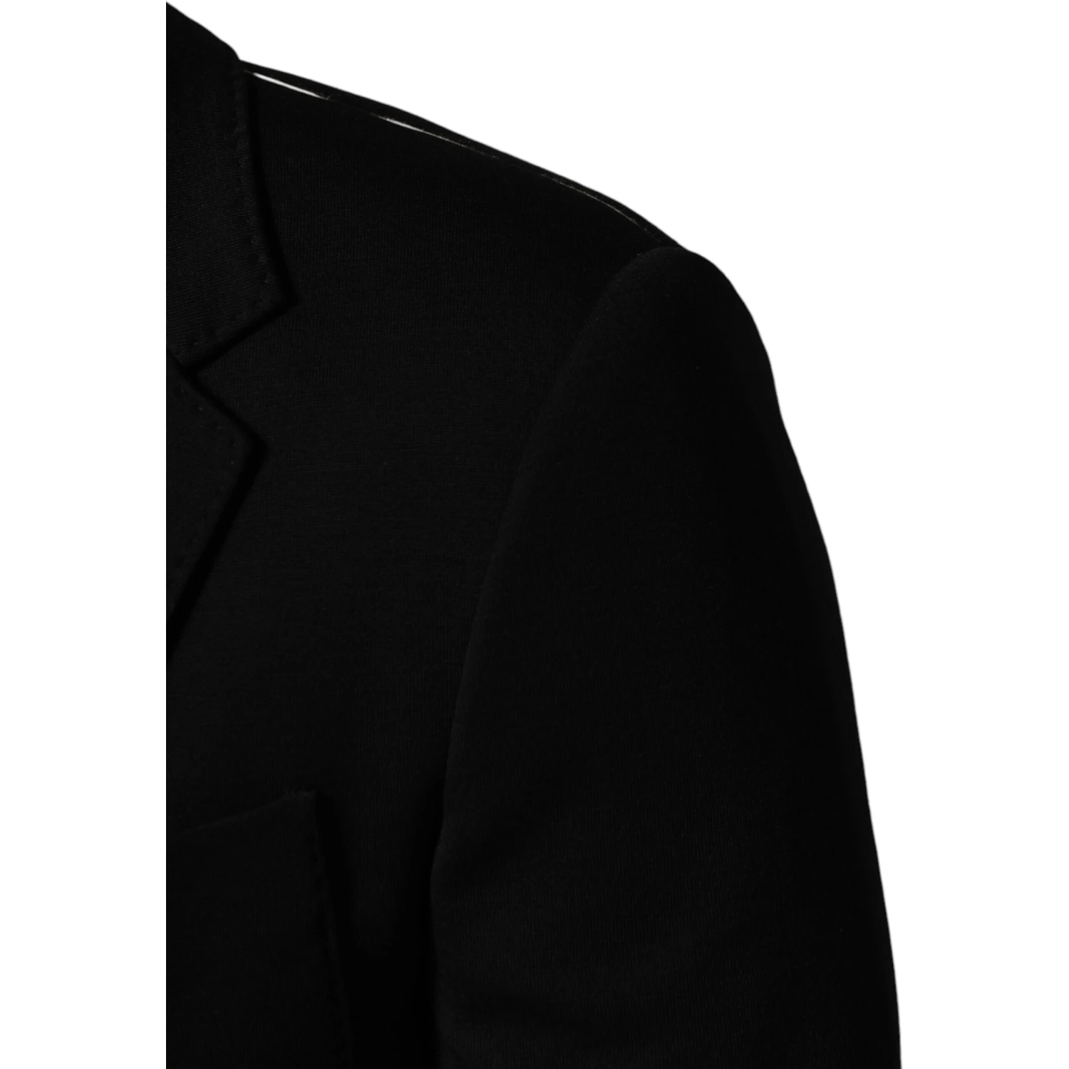 Black Wool Single Breasted 2 Button Blazer