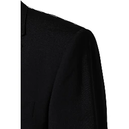 Black Wool Single Breasted 2 Button Blazer