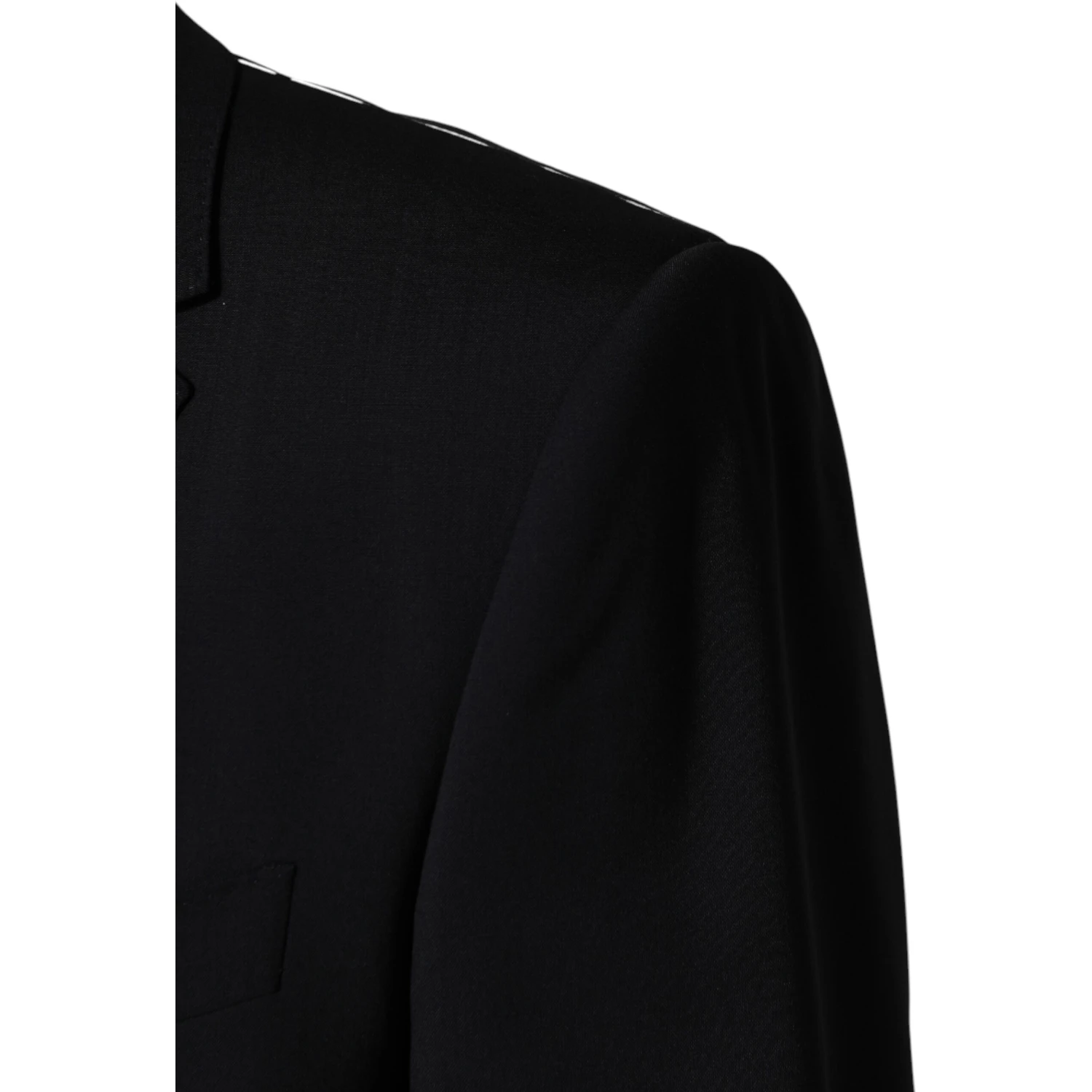 Black Wool Single Breasted 2 Button Blazer
