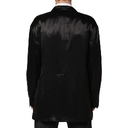 Black Silk Double Breasted 2 Button Blazer