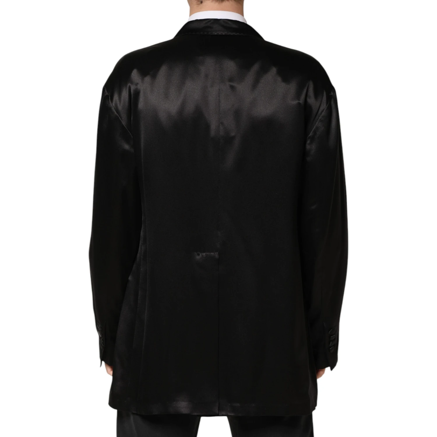Black Silk Double Breasted 2 Button Blazer