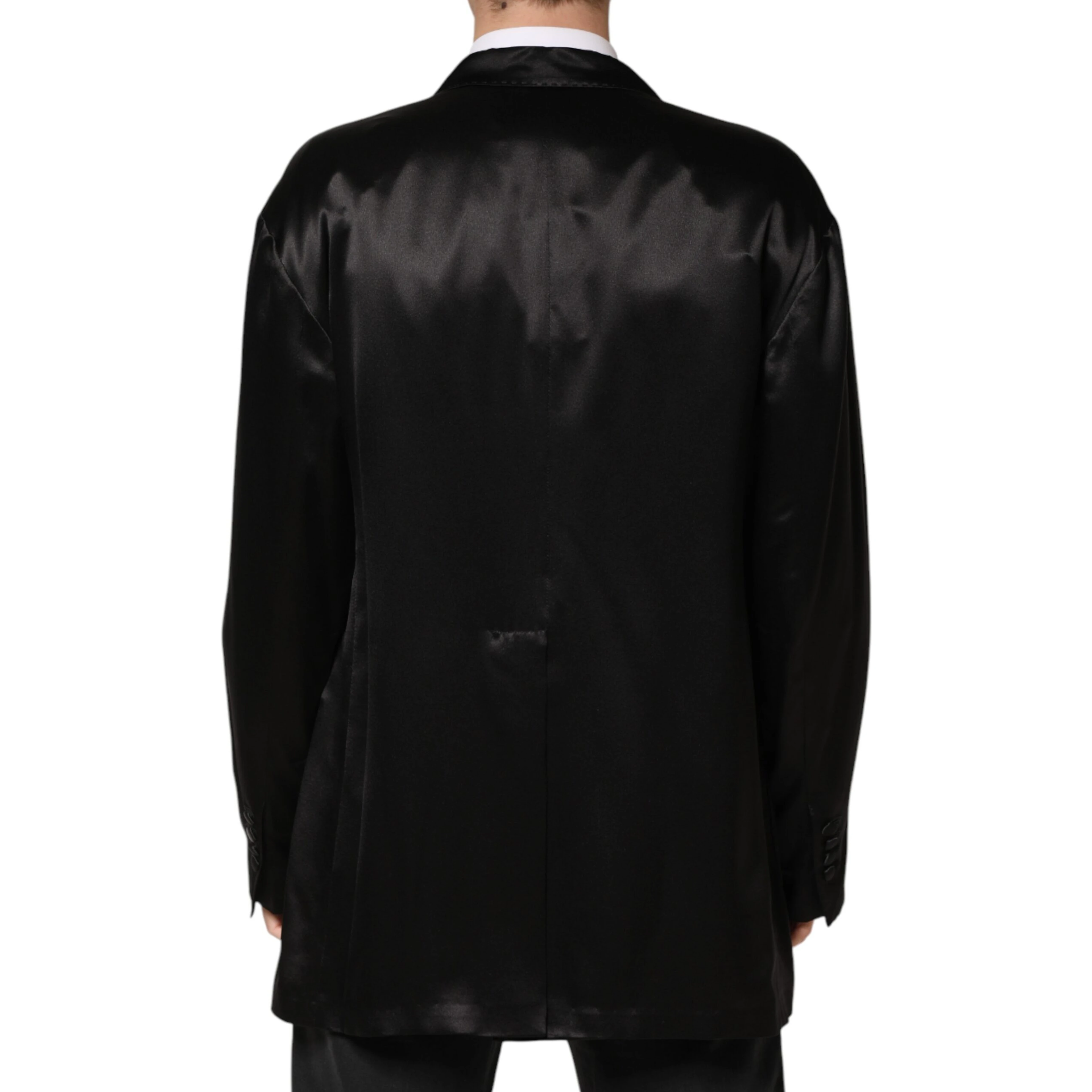 Black Silk Double Breasted 2 Button Blazer