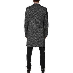 Gray Wool Blend Long Trench Coat Men Jacket