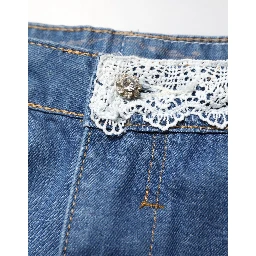Blue Cotton Low Waist Denim Casual Hot Pants Shorts