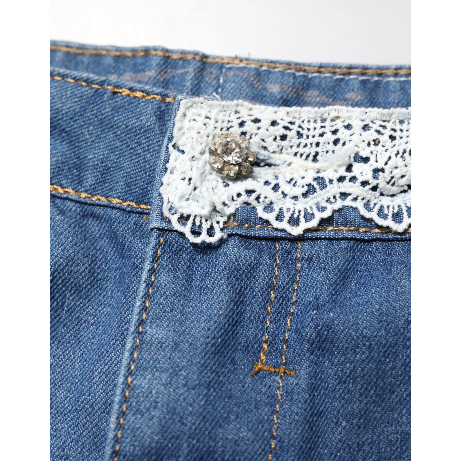 Blue Cotton Low Waist Denim Casual Hot Pants Shorts