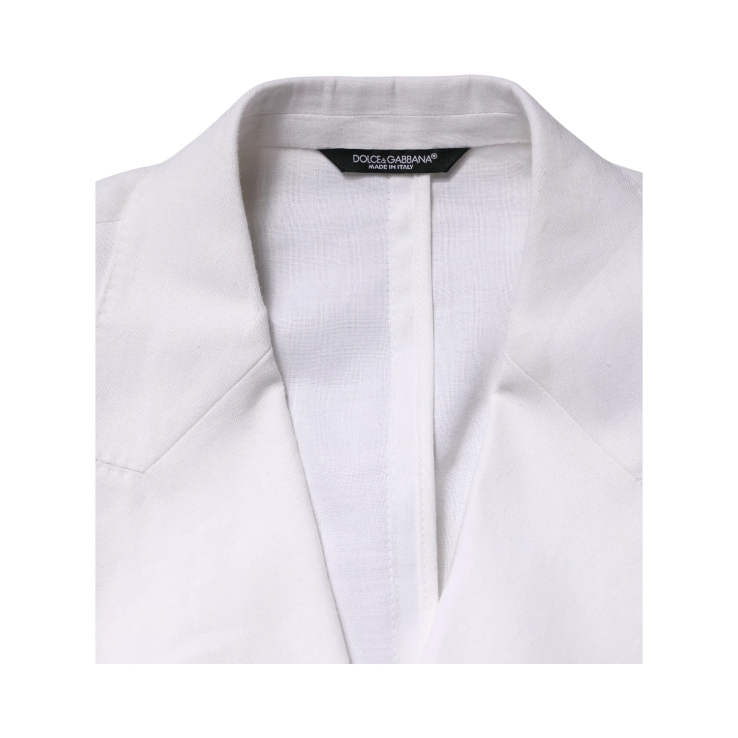White Linen Double Breasted 2 Button Blazer