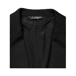 Black Wool Single Breasted 2 Button Blazer