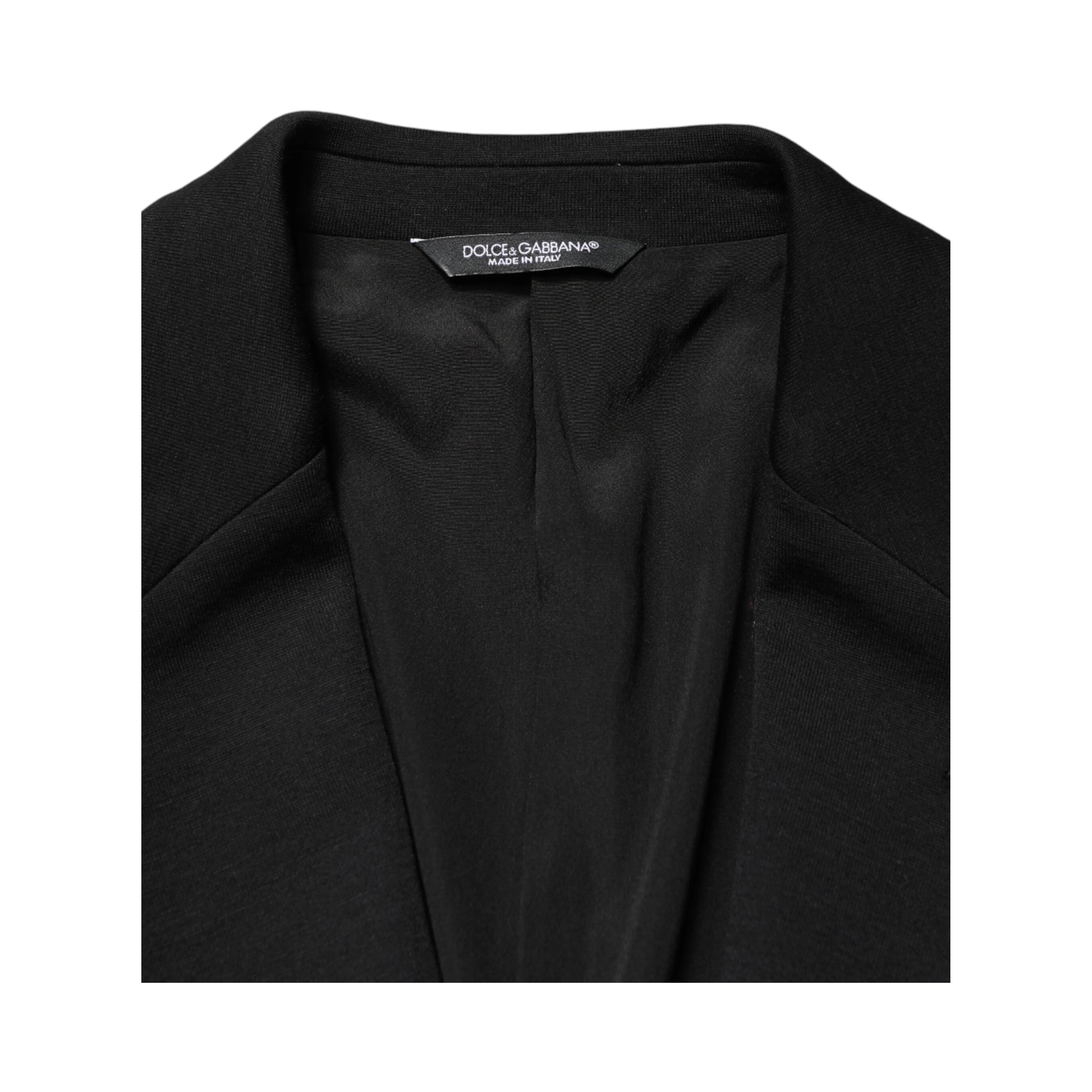 Black Wool Single Breasted 2 Button Blazer