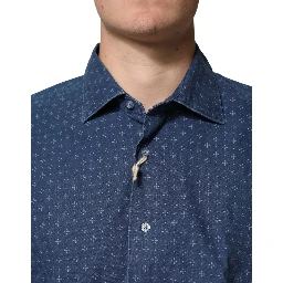 Blue Button Down Long Sleeves Men Shirt