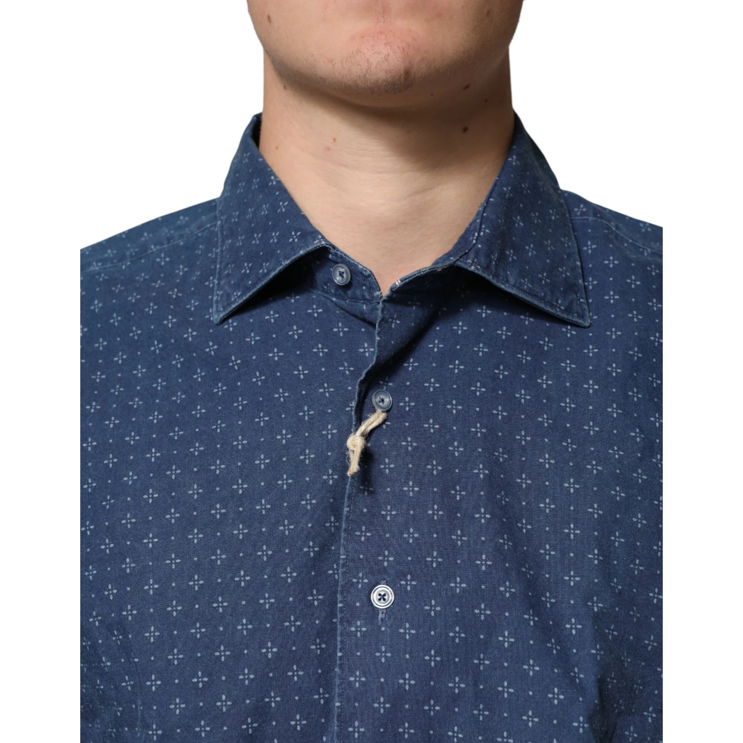 Blue Button Down Long Sleeves Men Shirt