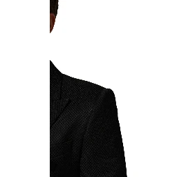 Black Cotton Double Breasted 2 Button Blazer