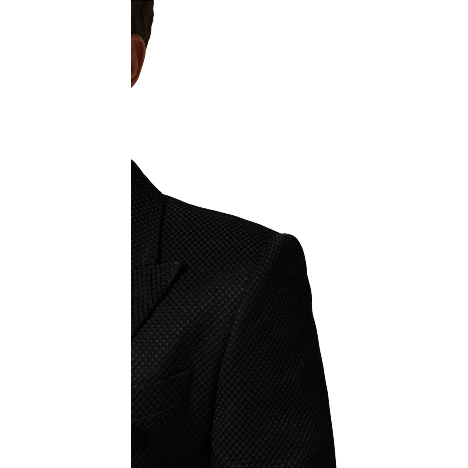 Black Cotton Double Breasted 2 Button Blazer