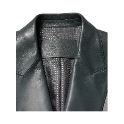 Black Leather Double Breasted 2Button Blazer