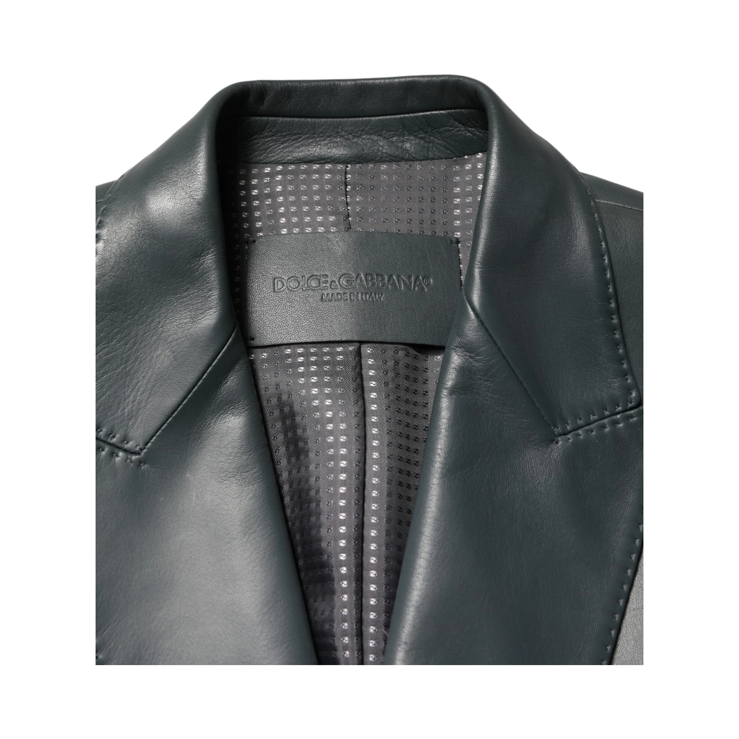 Black Leather Double Breasted 2Button Blazer