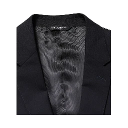 Black Wool Single Breasted 2 Button Blazer
