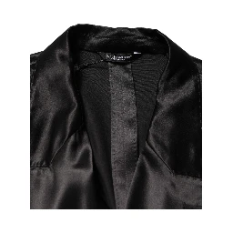 Black Silk Double Breasted 2 Button Blazer