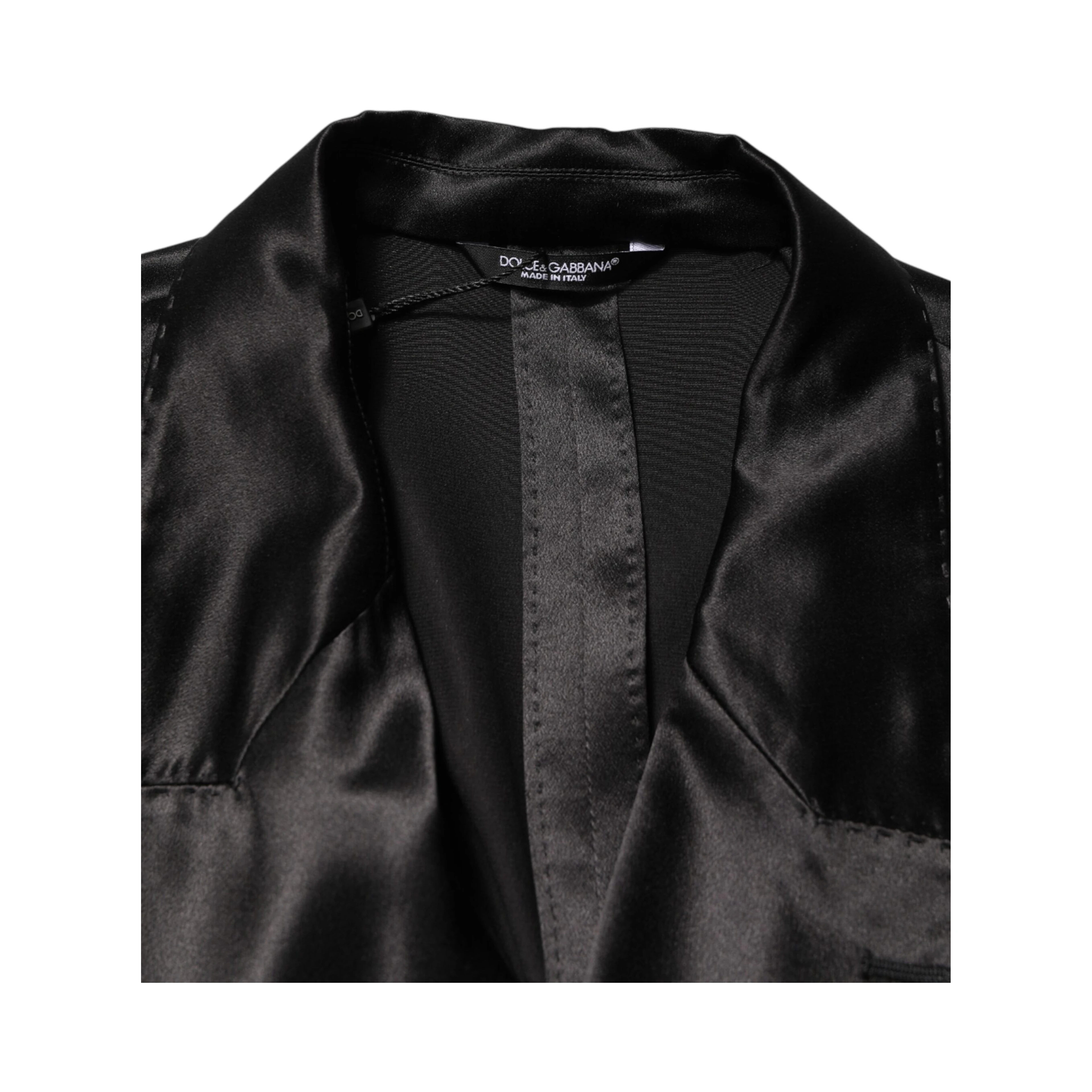 Black Silk Double Breasted 2 Button Blazer
