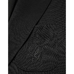 Black Wool Single Breasted 2 Button Blazer