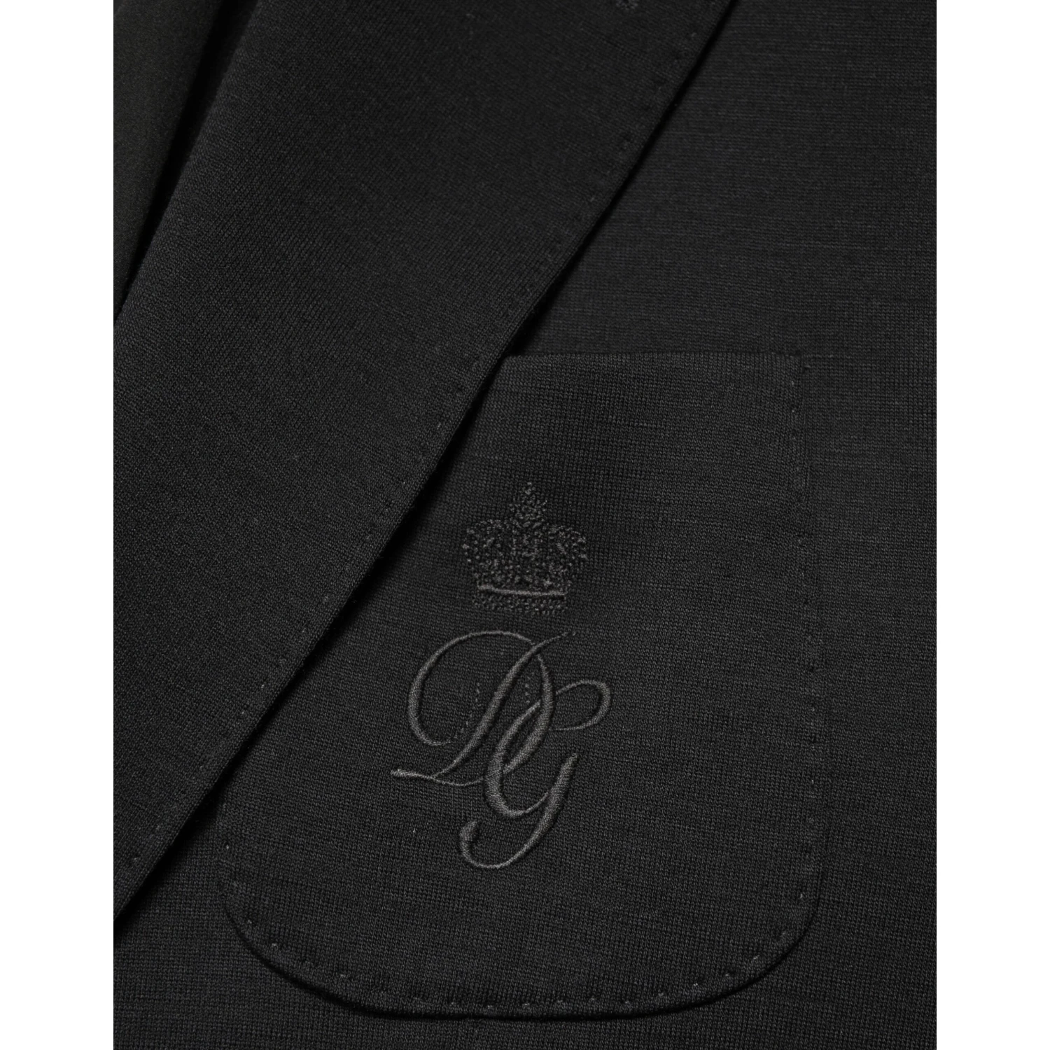 Black Wool Single Breasted 2 Button Blazer