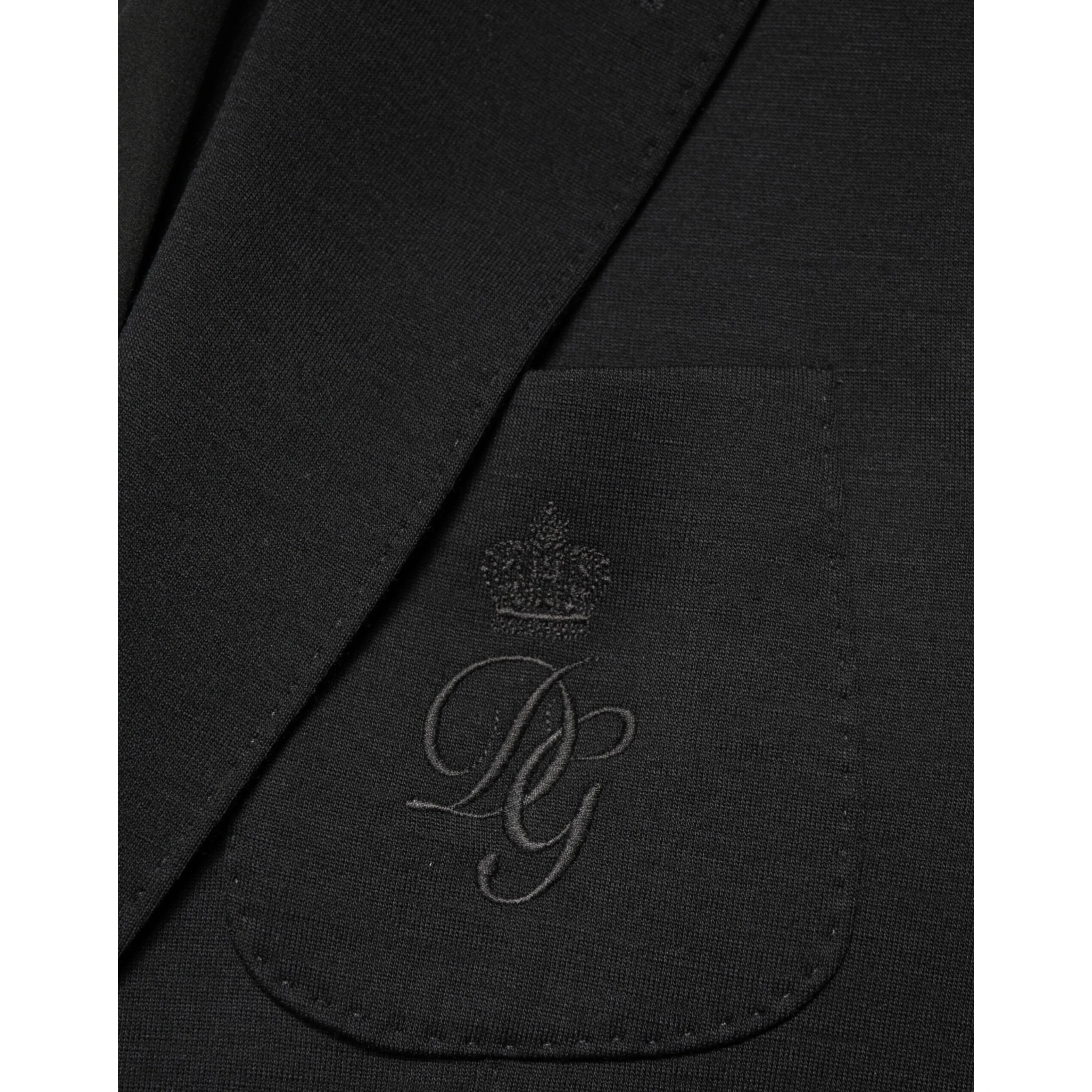 Black Wool Single Breasted 2 Button Blazer