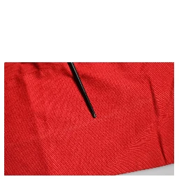Red Flared Mid Waist Chino Casual Trouser Pants