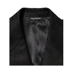 Black Cotton Double Breasted 2 Button Blazer