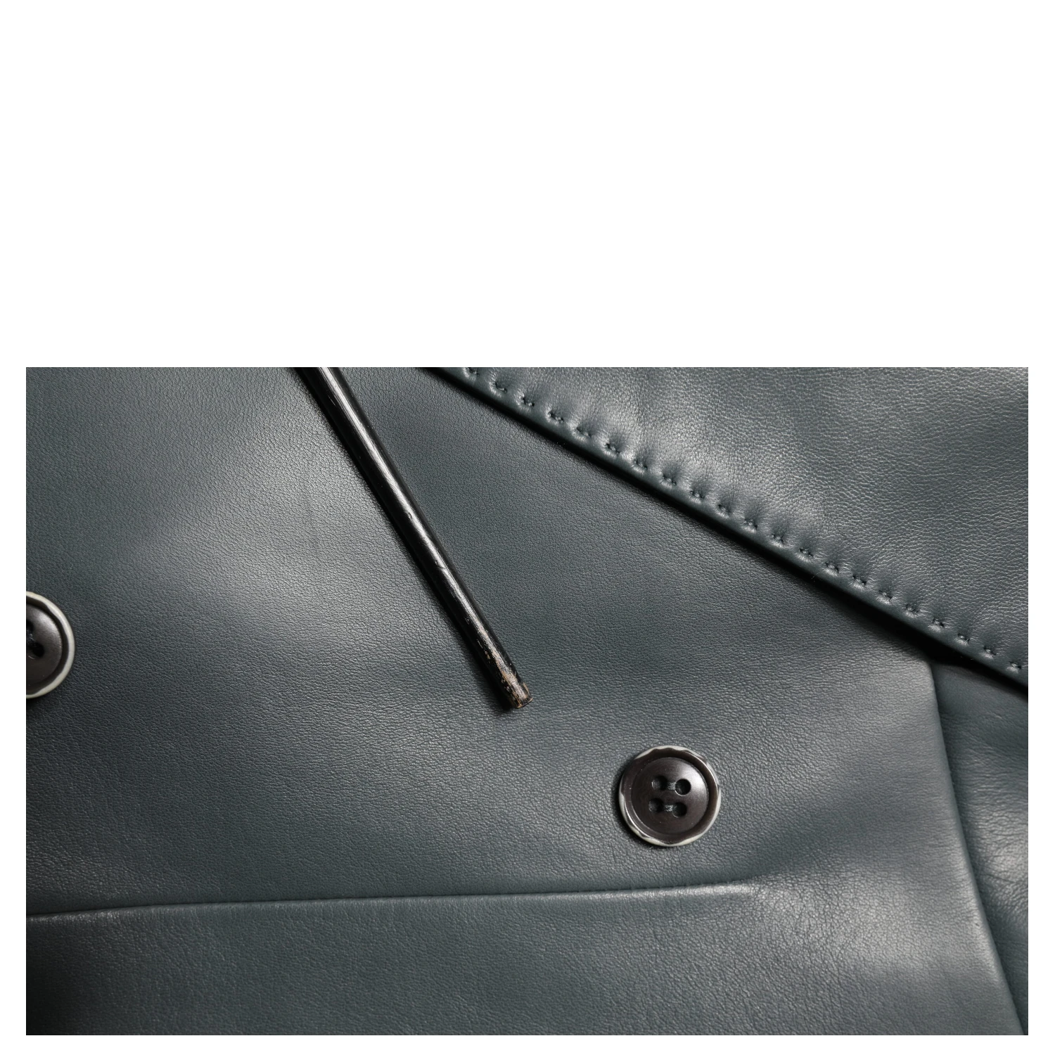Black Leather Double Breasted 2Button Blazer