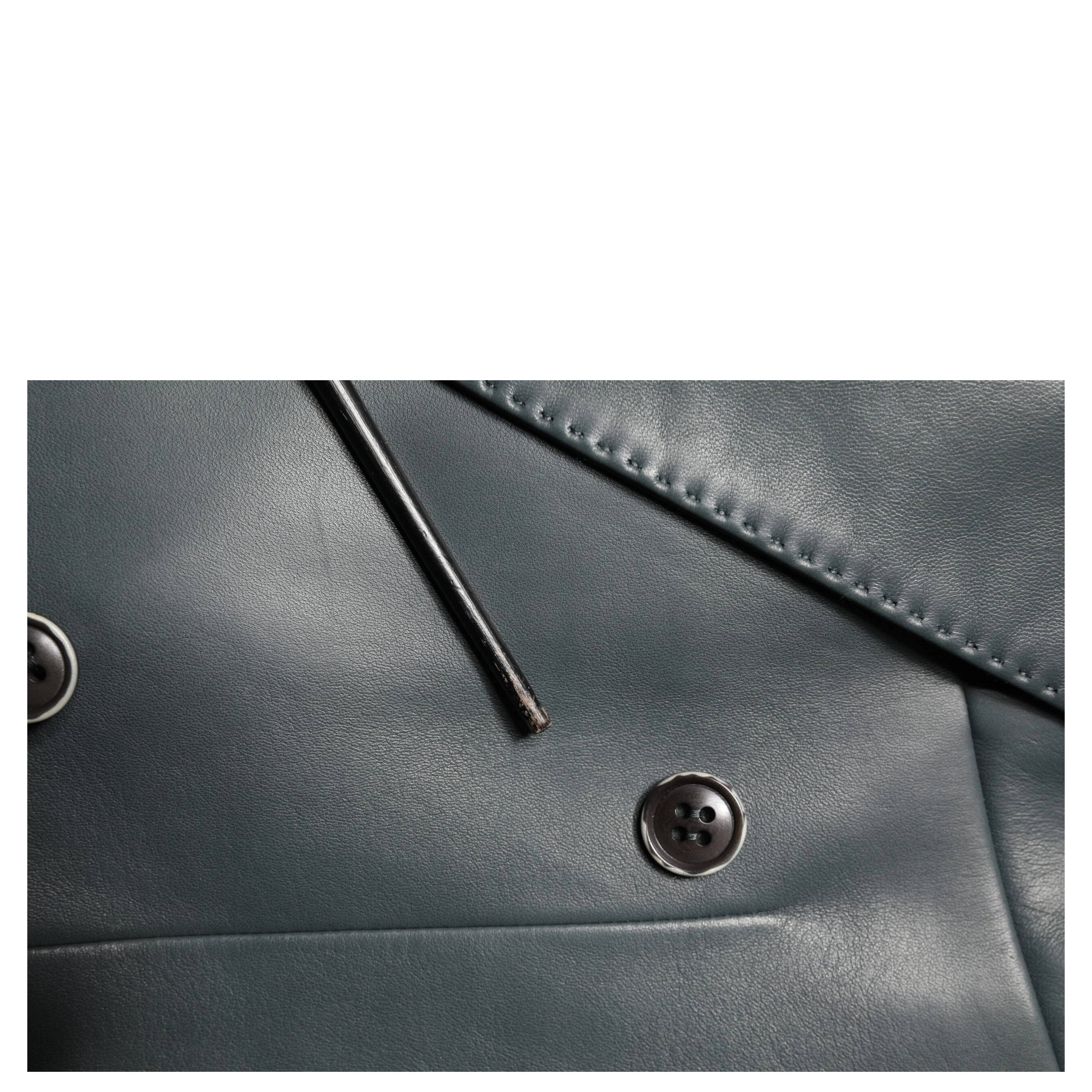 Black Leather Double Breasted 2Button Blazer