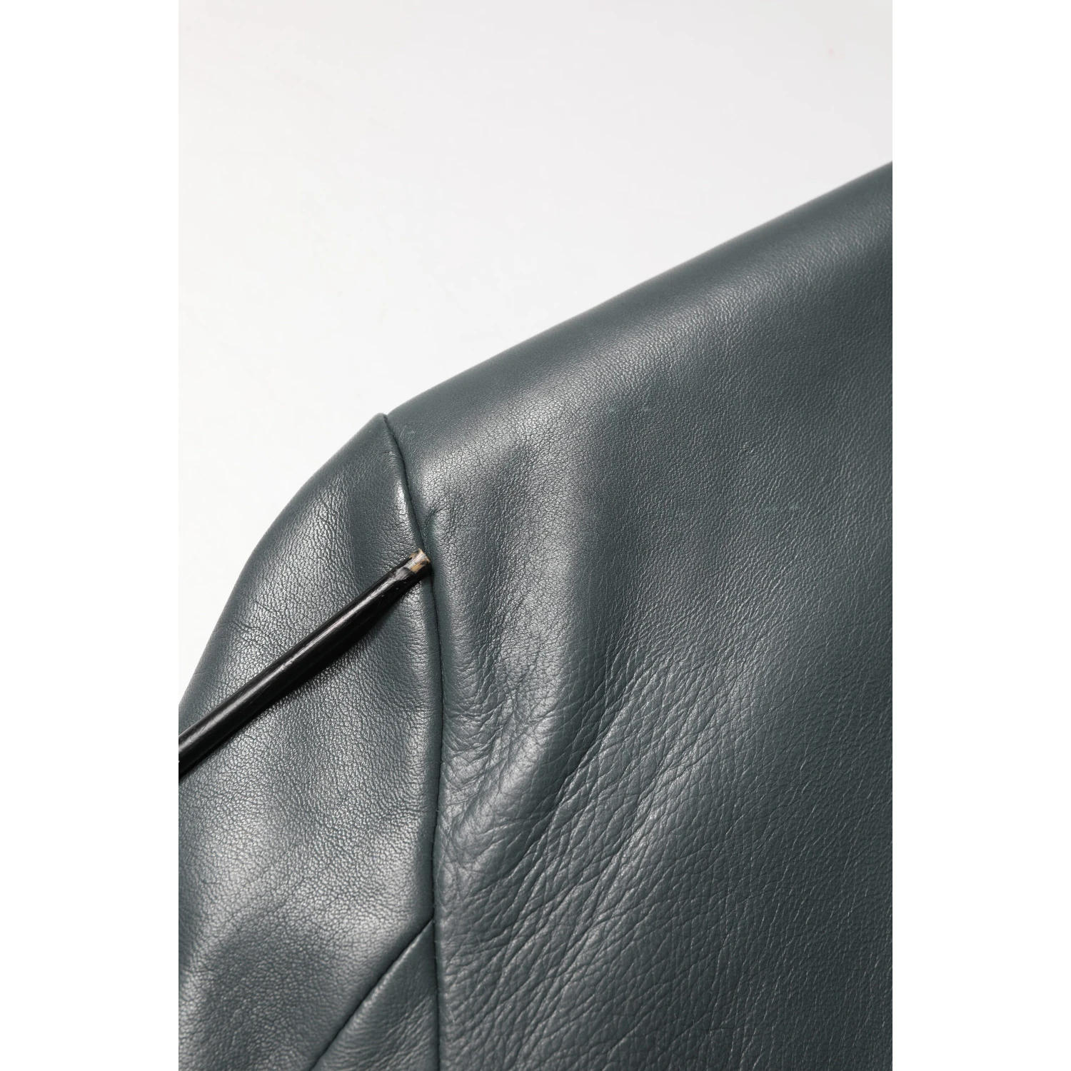 Black Leather Double Breasted 2Button Blazer