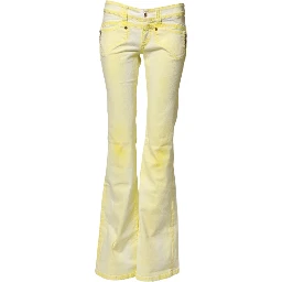 Yellow Cotton Bootcut Low Waist Denim Trouser Jeans
