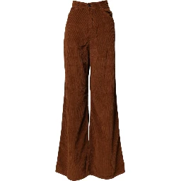 Brown Wide Leg High Waist Corduroy Denim Trouser Jeans