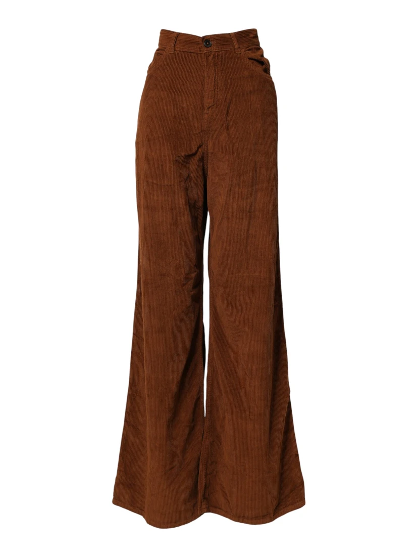 Brown Wide Leg High Waist Corduroy Denim Trouser Jeans