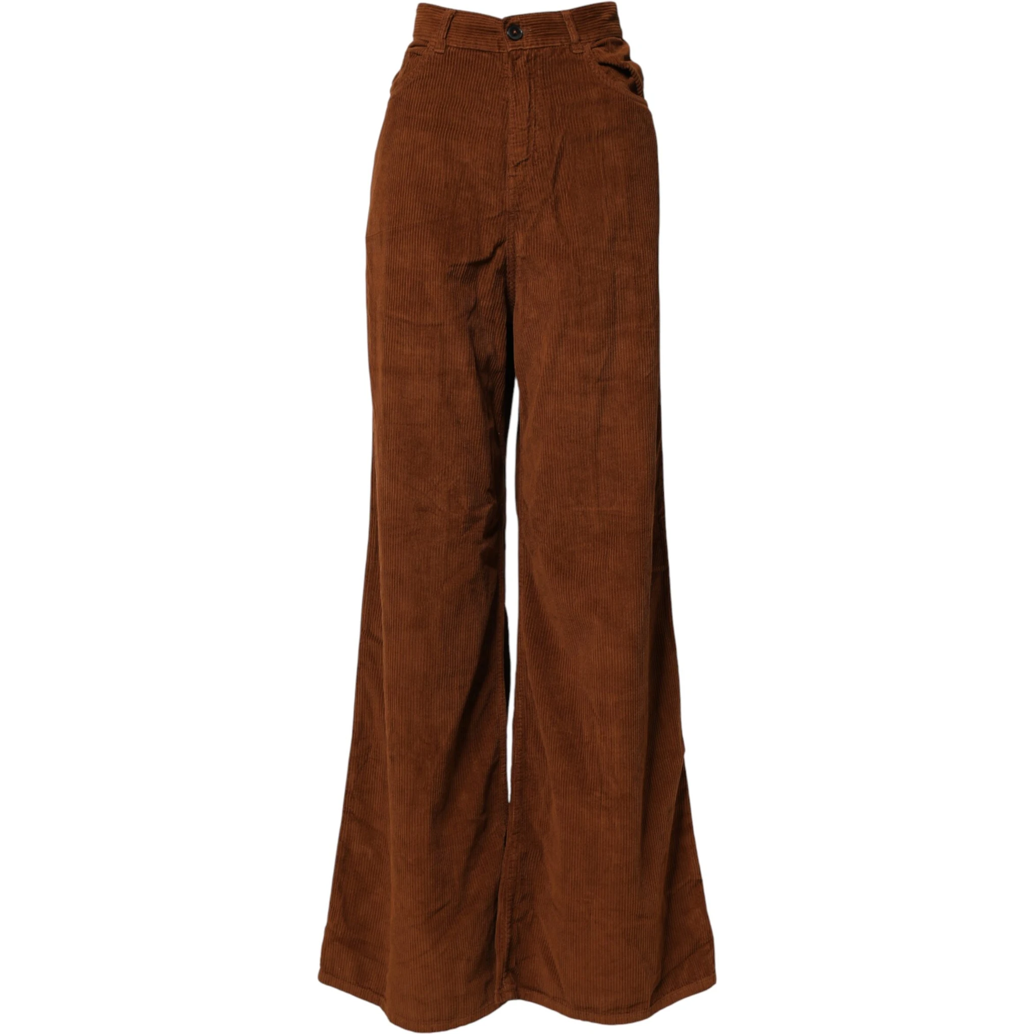 Brown Wide Leg High Waist Corduroy Denim Trouser Jeans