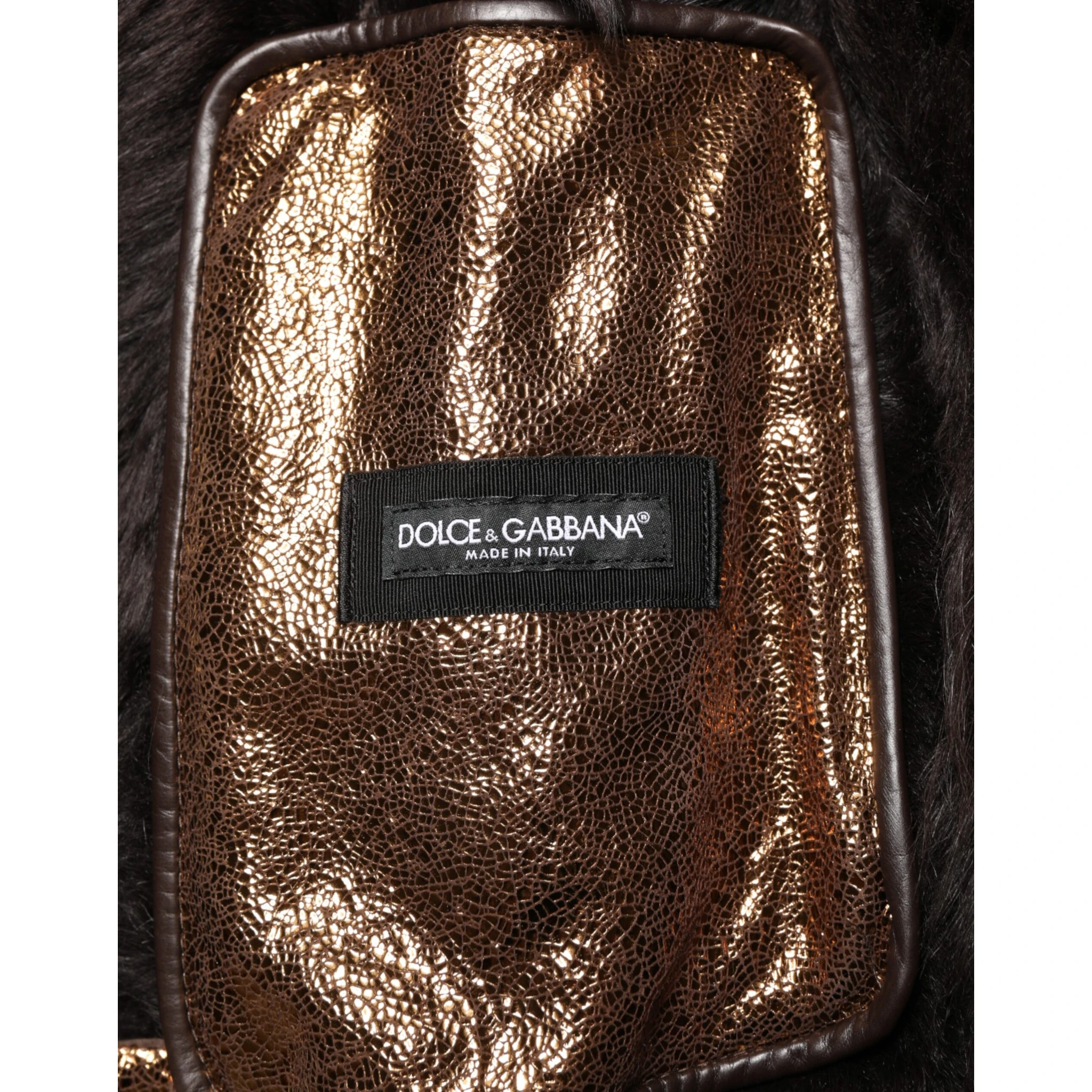 Bronze Leather Fur Full Zip Men Biker Jacket