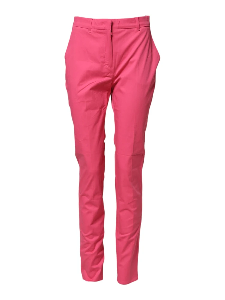 Pink Skinny High Waist Chino Trouser Pants