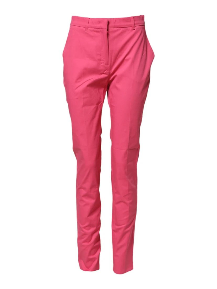 Pink Skinny High Waist Chino Trouser Pants